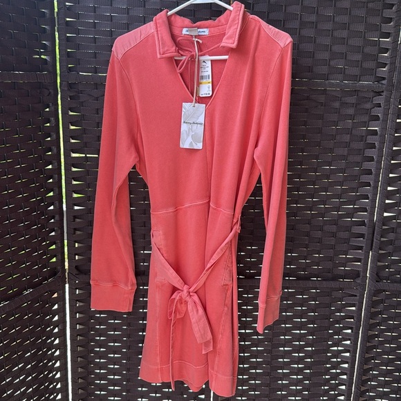 Tommy Bahama Pink Long Sleeve Dress with V-Neck - Picture 3 of 7